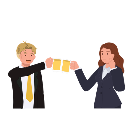 Business Team Cheers with Beer  Illustration