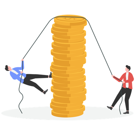 Business team climbing money wall  Illustration