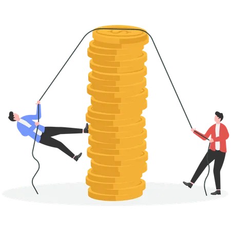 Business team climbing money wall  Illustration