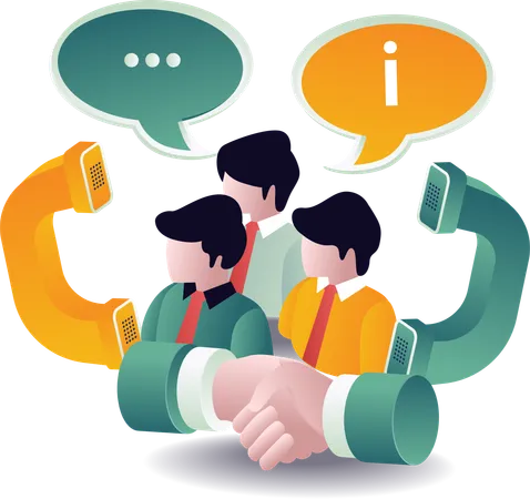 Business team collaboration with telephone  Illustration