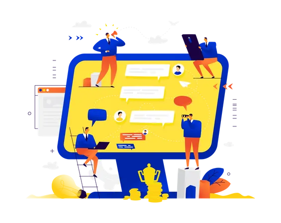 Business team communicating online  Illustration