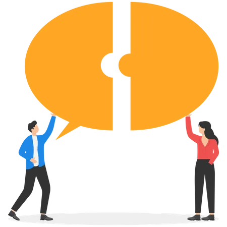 Business Team Communication With Speech Bubbles Concept Business Vector Illustration