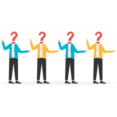 Business team confused with business questions  Illustration