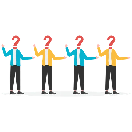 Business team confused with business questions  Illustration