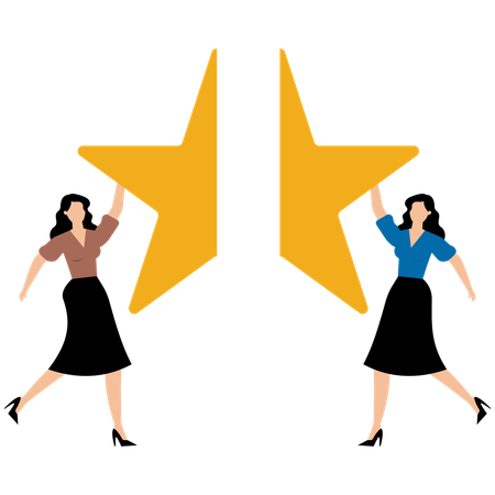 ビジネスチームがゴールデンスタージグソーパズルをつなげる  イラスト