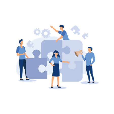 Business Team connecting puzzle  Illustration
