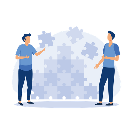 Business team connecting puzzle pieces  Illustration