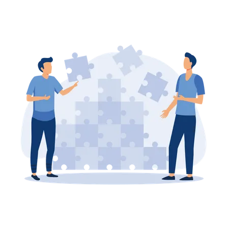Business team connecting puzzle pieces  Illustration