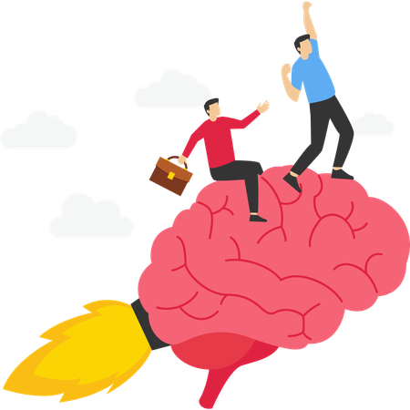 Business team control brain forward  Illustration