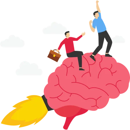 Business team control brain forward  Illustration