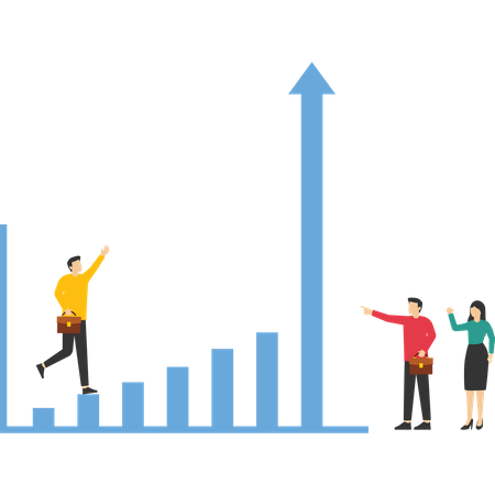 Business team creates the best results on the graph  Illustration