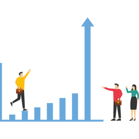 Business team creates the best results on the graph  Illustration