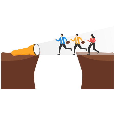 Business team crossing hurdle  Illustration