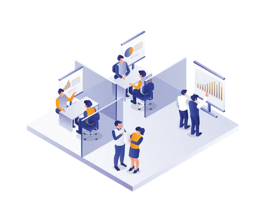 Business team data analysis  Illustration