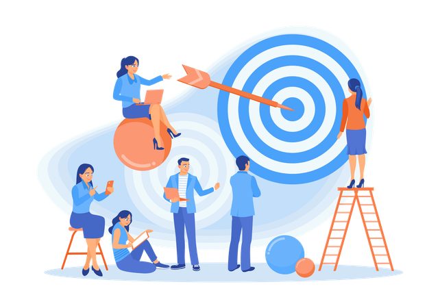 Business Team Developing Target Customers For Marketing  Illustration