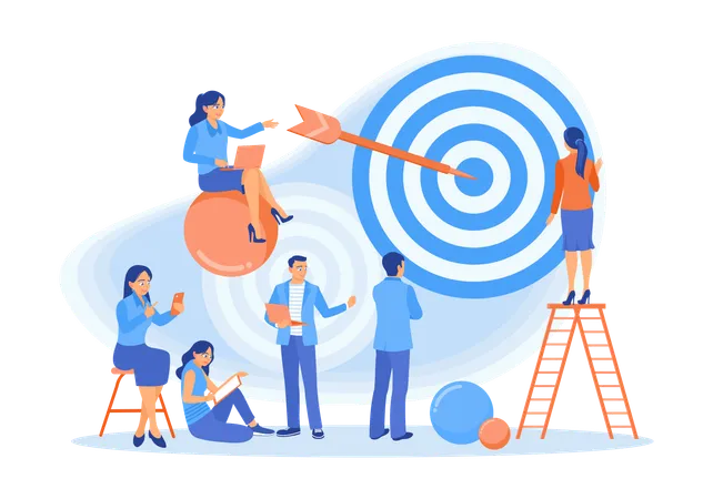 Business Team Developing Target Customers For Marketing  Illustration