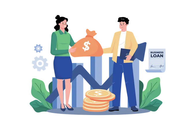 Business Team Discuss About Financial Growth  Illustration