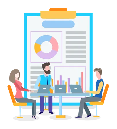 Business team discuss on business analysis  Illustration