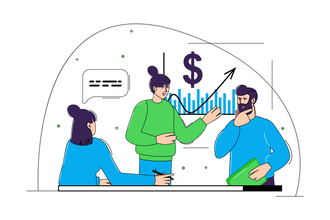 Business team discuss on financial growth  Illustration