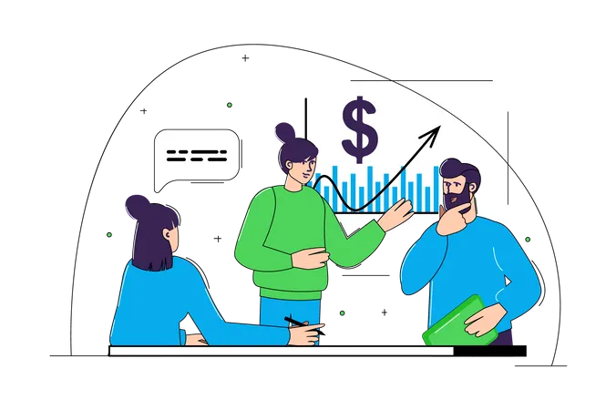 Business team discuss on financial growth  Illustration