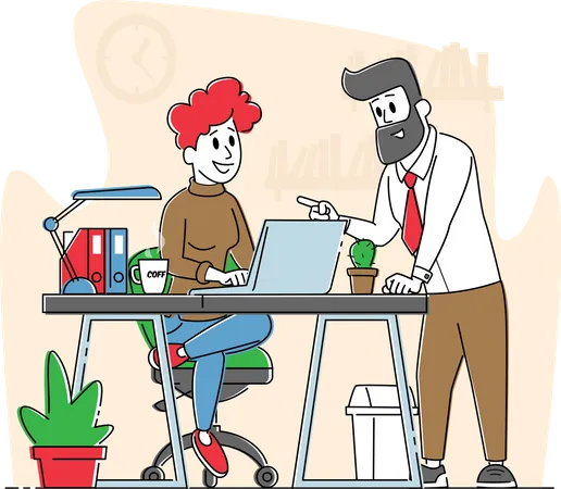 Business Team Discuss Project in Office  Illustration