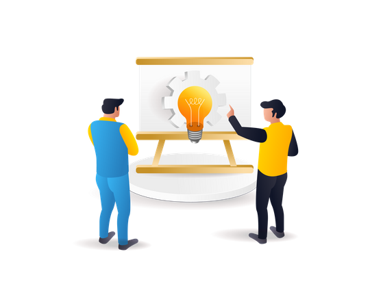 Business team discusses ideas for developing a business  Illustration