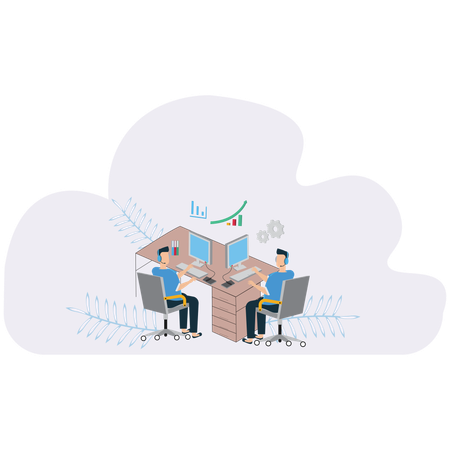 Business team discusses Workplace Productivity Skills  Illustration