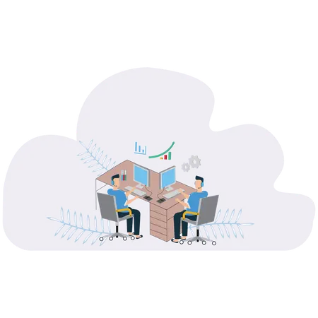 Business team discusses Workplace Productivity Skills  Illustration