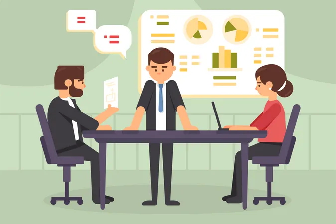Business team discussing about business analysis  Illustration