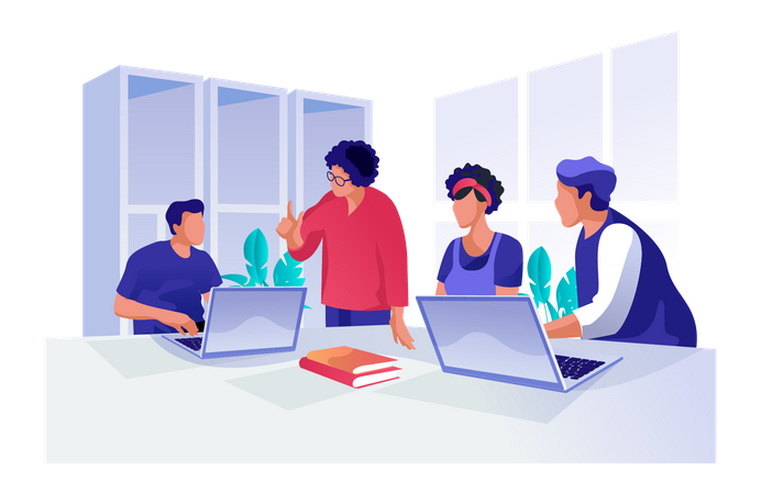 Business team discussing about business startup Illustration