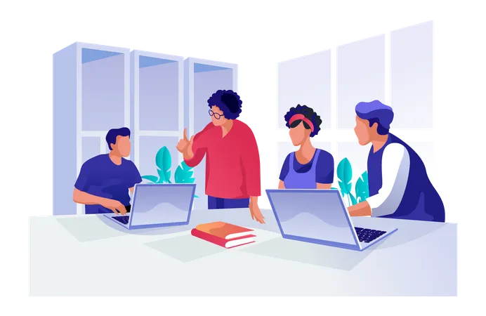 Business team discussing about business startup Illustration