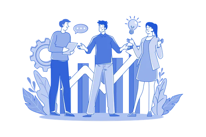 Business team discussing about business success  Illustration