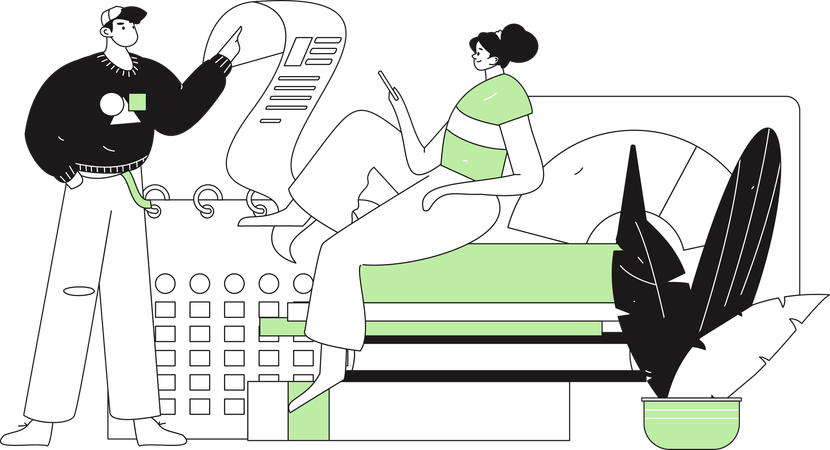Business team discussing about task list  Illustration