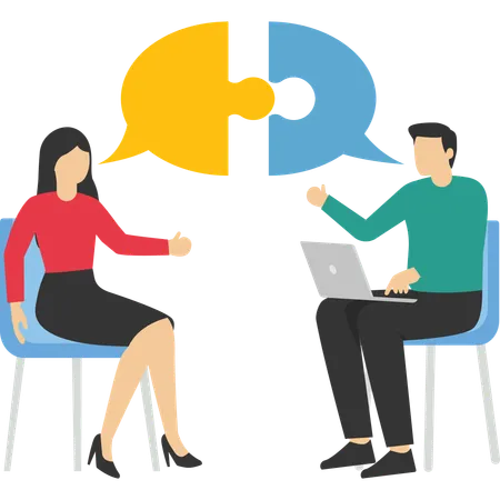 Success Communicate Discussion Or Interview Achieve Business Agreement Solution Or Partnership Deal Perfect Match Connection Concept Illustration
