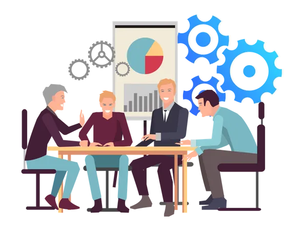 Business team discussing company strategy  Illustration