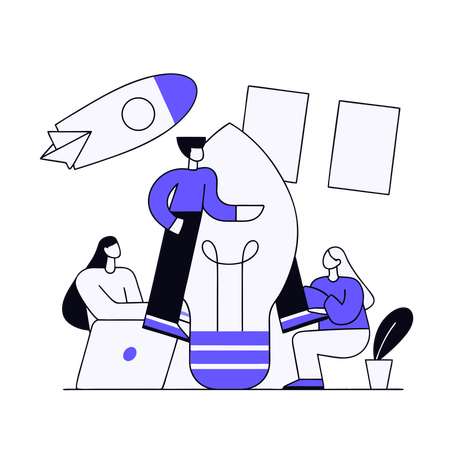 Business Team Discussing Creative Ideas Illustration