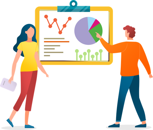 Business team discussing diagram report  Illustration