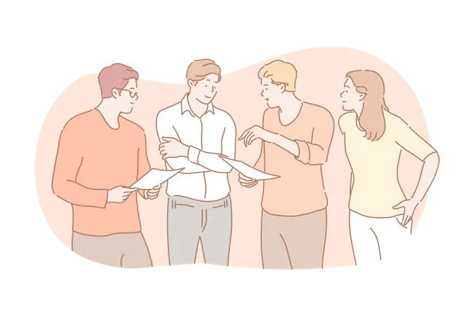 Business team discussing each other  Illustration