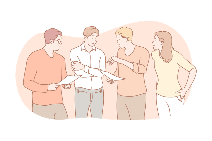 Business team discussing each other  Illustration