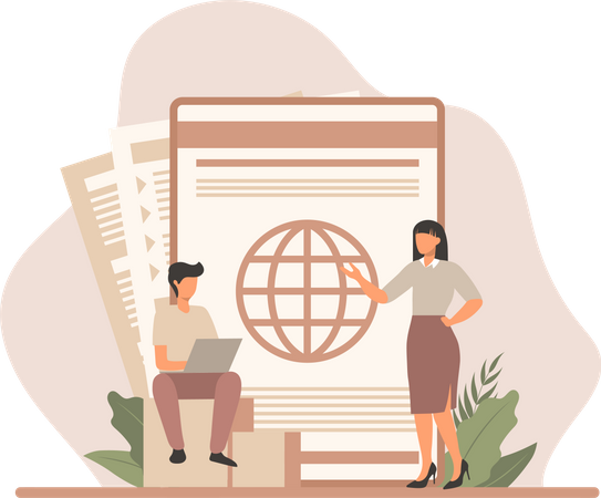 Business team discussing global strategy  Illustration
