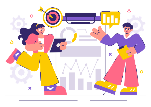 Business team discussing in business meeting  Illustration