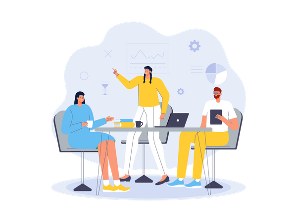 Business team discussing in conference room  Illustration