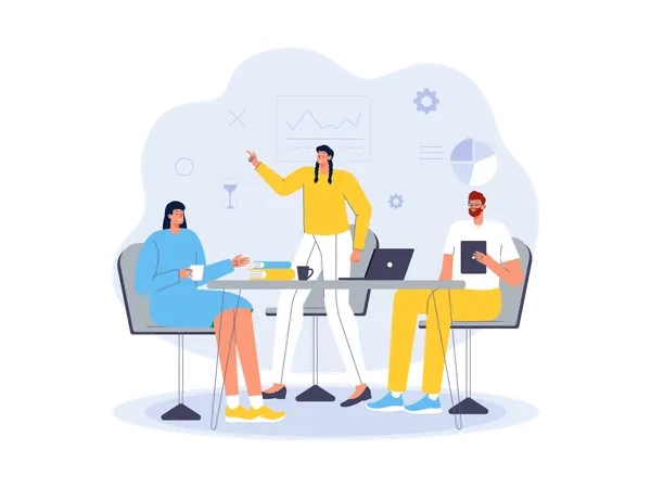 Business team discussing in conference room  Illustration