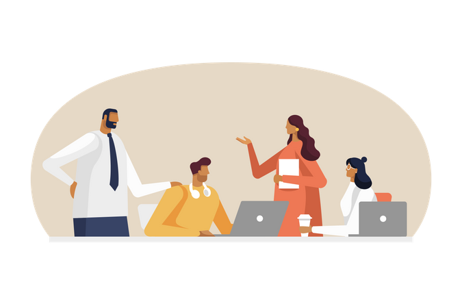 Business team discussing in office  Illustration