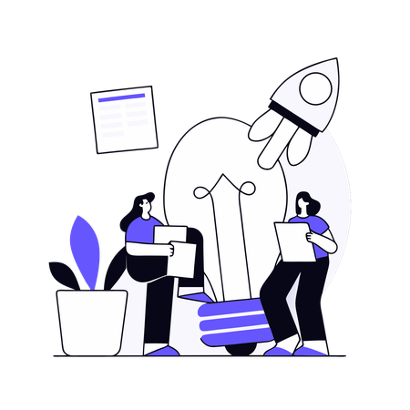 Business team discussing launching ideas  Illustration