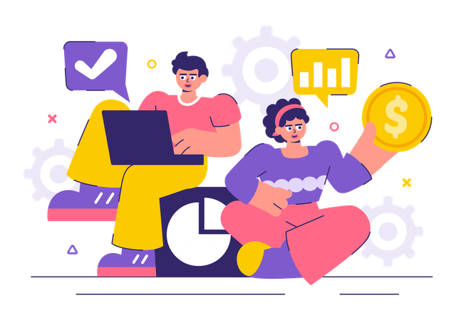 Business team discussing Market Research and Analysis  Illustration