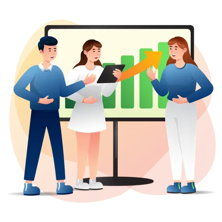 Business team discussing on analysis chart  Illustration