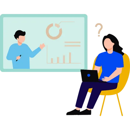 Business team discussing on analysis graph in online meeting  Illustration