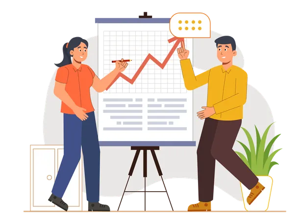 Business team discussing on chart  Illustration