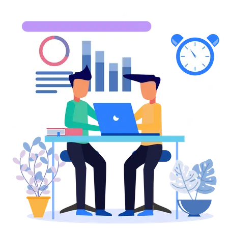 Business team discussing on data analysis  Illustration